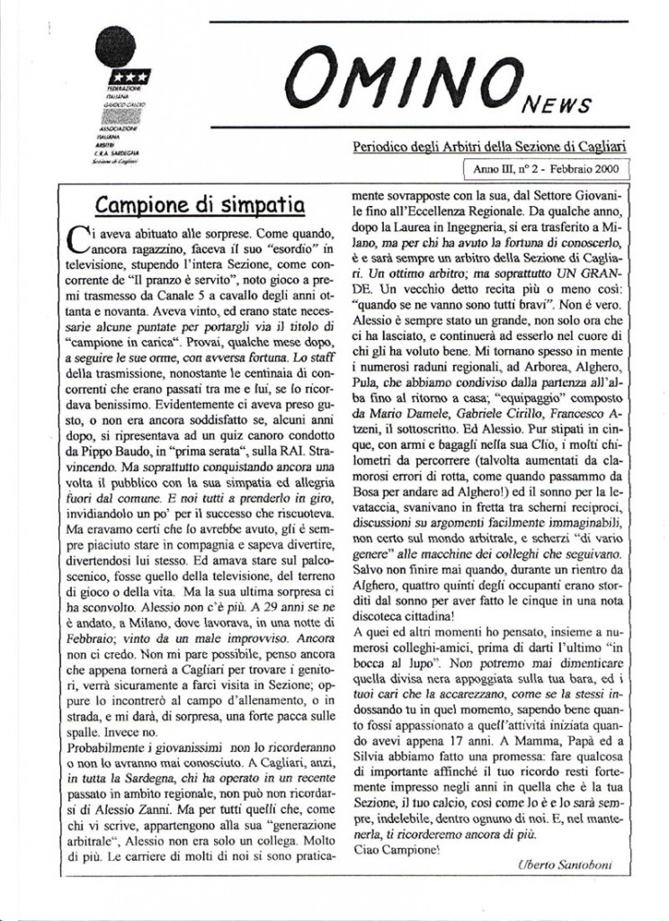Omino News - Periodico degli arbitri della sezione di Cagliari